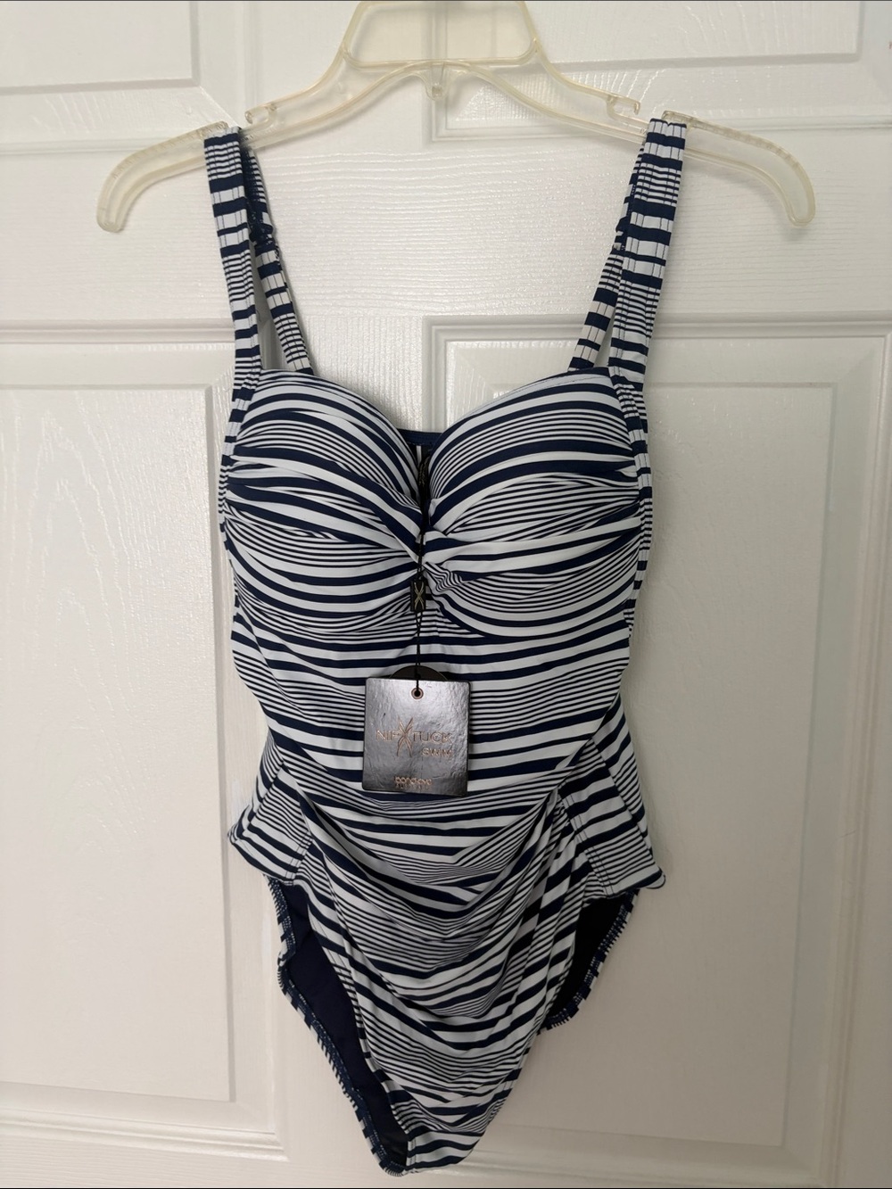 bond-eye Nip tuck Swim Navy and White Striped One-Piece Swimsuit